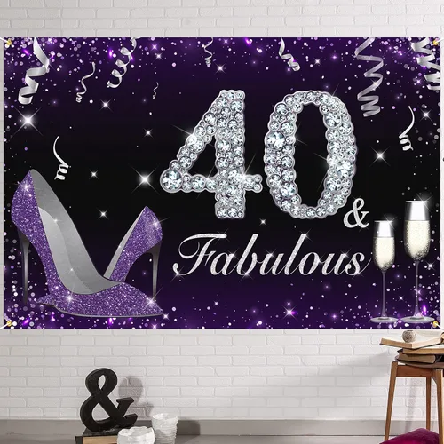 Miniatura 25 de HAMIGAR Fabuloso telón de fondo de cumpleaños tacones altos morados