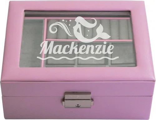 My Personal Memories Joyero personalizado para niñas, grabado personalizado con nombre y bailarina, sirena, unicornio y más (rosa)