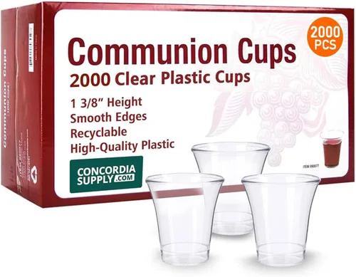 Miniatura 2 de Concordia Supply Vasos de comunión – Vasos de plástico duro reciclables de color uva de 1-3/8 pulgadas y se adapta a bandejas estándar de comunión