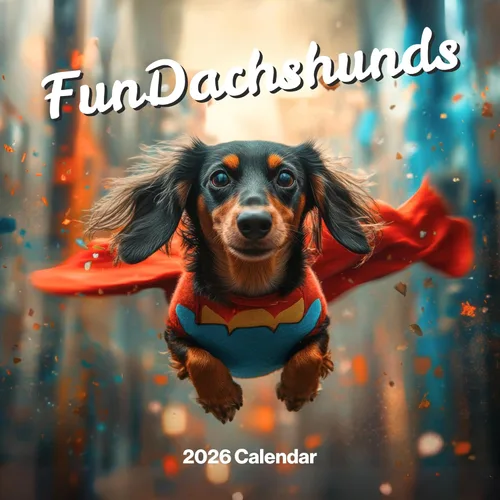 Calendario de perro salchicha 2026 – Calendario de pared grande de 12 meses 2026 – Planificador de pared para perro mensual hecho por Fun Pets