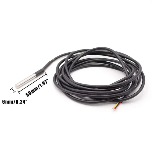 Miniatura 2 de TWTADE 3 unids DS18B20 3M Sensor de temperatura impermeable de acero inoxidable Rango de temperatura (-67.0 °F ~ +257.0 °F) Sensor de sonda