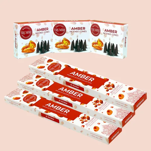 Miniatura 7 de Paquete combinado de varillas de incienso ámbar y conos de incienso, 60 varillas de incienso + 30 conos de insencia, incienso, conos de incienso