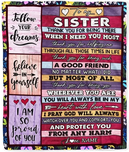 Miniatura 14 de Manta personalizada con texto en inglés «To My Sister from Brother I Love You Hugs» (texto en inglés) con texto en inglés «To My Sister», «I Love