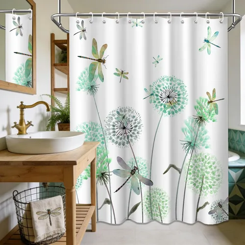 Miniatura 82 de Cortina de ducha floral para primavera y verano, flores silvestres, flores y mariposas, decoración de baño, tela impermeable con ganchos, 70
