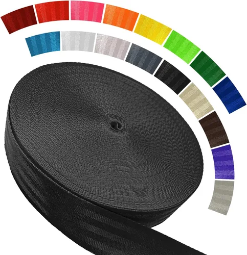 Correa de Cinta de Poliéster 16+ Colores – 1"&1.5"&1.9" – 16.5 25 33 55 Yardas Rollo de Cinta Resistente, Correa de Cinta Plana para Equipo Interior