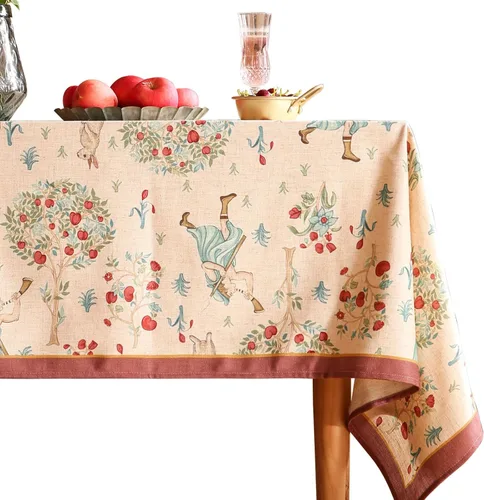 Miniatura 77 de patdrea - Mantel de lino floral, grueso, decorativo y francés para mesas rectangulares o cuadradas, para cocina y comedor, 55 x 79 pulgadas