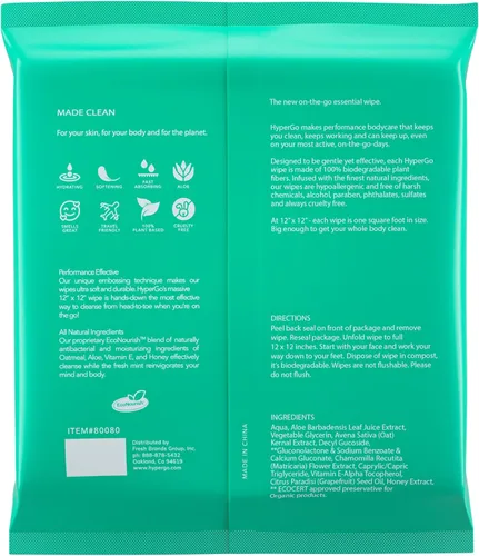 Miniatura 8 de HyperGo Toallitas Corporales XL para Mujeres y Hombres – Toallitas de Limpieza Corporal Completa Sin Enjuague de 12" x 12", Paquete de 20