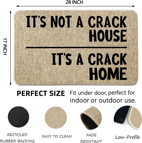 Miniatura 3 de Tapete de bienvenida de granja para puerta delantera, con texto en inglés "It's Not A Crack House", divertido tapete de entrada de goma