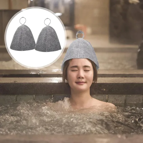 Miniatura 8 de EXCEART Sombrero de sauna de fieltro grueso, ligero y cómodo, con absorción de humedad y lazo para colgar, para hombres y mujeres, sauna, sala