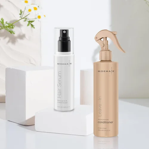 Miniatura 7 de MOEHAIR DUO Pack de suero para el cabello y acondicionador sin enjuague Desenreda y elimina el encrespamiento Suaviza y añade brillo Hidrata