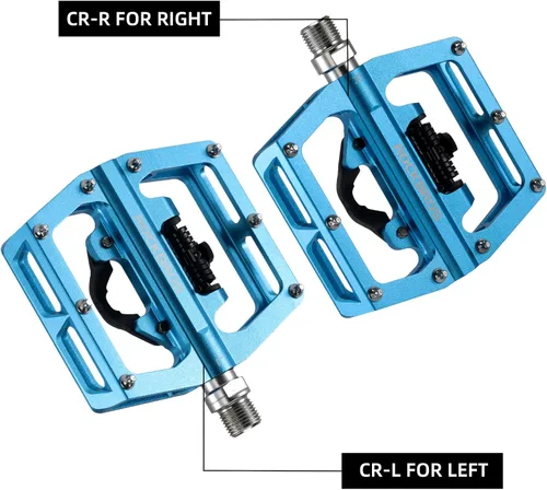 Miniatura 5 de ROCKBROS Pedales de bicicleta de montaña MTB compatibles con SPD bicicleta de montaña de doble función sellada sin clipless de aluminio plataforma