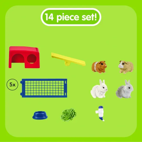 Miniatura 3 de Schleich Farm World, juguetes de animales para niños, juego de juguetes de conejo y conejillo de indias con conejillo de 14 piezas, a partir de 3