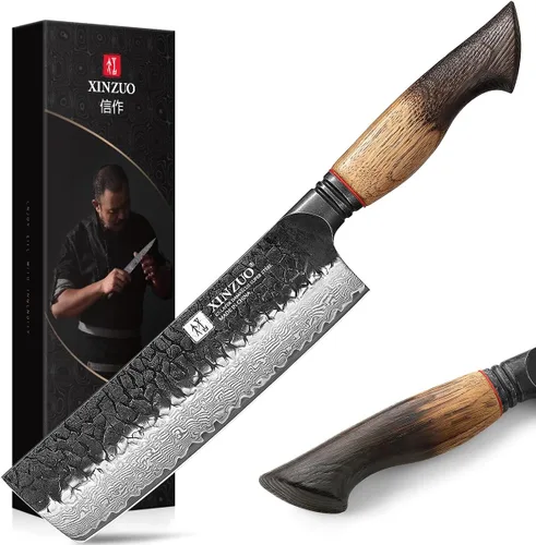 Miniatura 23 de XINZUO Cuchillo Santoku de Damasco Afilado de 7.6 Pulgadas, Cuchillo Profesional de Cocina para Carne de Acero Damasco de 67 Capas para Hogar