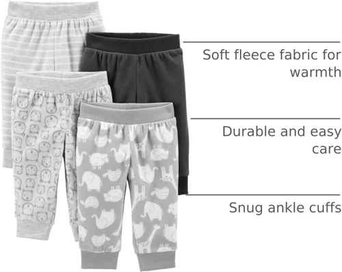 Miniatura 23 de Simple Joys by Carter's Paquete de 4 pantalones de forro polar unisex para bebé