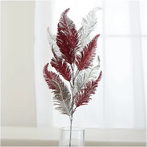 Miniatura 7 de Factory Direct Craft Grupo de 2 helechos artificiales dorados con purpurina para arreglos florales y decoración navideña, 29 pulgadas de alto