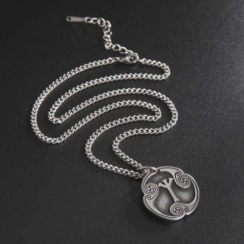 Miniatura 6 de TEAMER Collar con colgante de amuleto de acero inoxidable de 24 runas de los vikingos nórdicos, joyería con símbolo de la suerte y la bendición