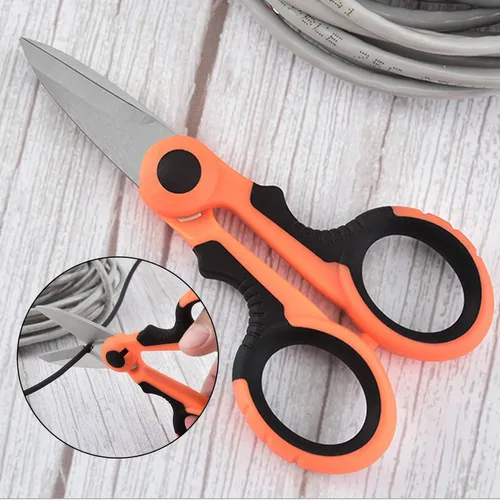 Miniatura 5 de Tijeras de pesca multiusos, herramientas de electricista de acero inoxidable dentadas para cortar alambre eléctrico, alambres de hierro, carne, aves