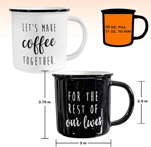 Miniatura 3 de MAINEVENT Juego de Tazas para Parejas "Hagamos Café Juntos" 11 Onzas, Regalo de Boda para Parejas Casadas