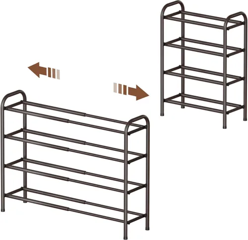 Miniatura 10 de Gonfoam Zapatero expandible de 2 niveles, estante ajustable para zapatos, organizador de almacenamiento de metal resistente, zapatero de pie