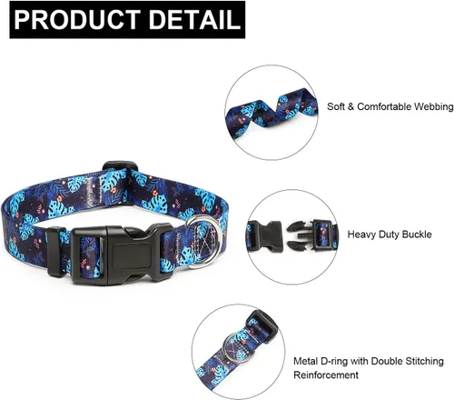 Miniatura 153 de Mercano Collar ajustable para perro, patrones de diseño especial, nailon suave, cómodo y resistente, collar para mascotas para perros pequeños