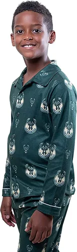 Miniatura 3 de Ultra Game NBA Boys 2-Piece Loose-fit Button Down Pajamas Set (Sizes 4-20)