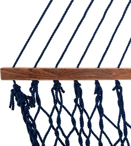 Miniatura 3 de Nags Head Hammocks First Mate - Hamaca de cuerda DuraCord azul marino, 12 pies x 50 pulgadas, capacidad de 450 libras, barra esparcidora Cumaru