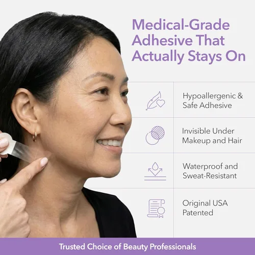 Miniatura 5 de NECK LESS Tiras profesionales de estiramiento facial – Cinta instantánea de elevación de mandíbula y cuello Solución de grado médico, invisible