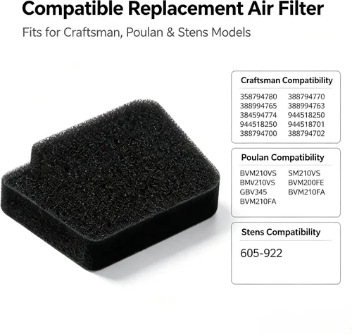 Miniatura 3 de SYOWADA 4 piezas de repuesto de filtro de aire para sopladores Craftsman 358794780 358794770 Reemplazo para Poulan BVM200FE BVM210FA BVM210VS