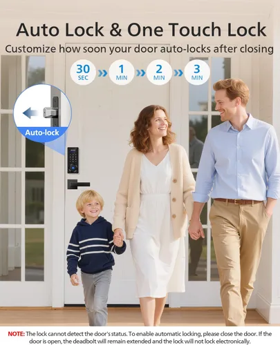Miniatura 13 de Philips Juego de cerradura de puerta delantera, cerradura electrónica de huellas dactilares con 2 manijas de palanca, cerradura de puerta de entrada