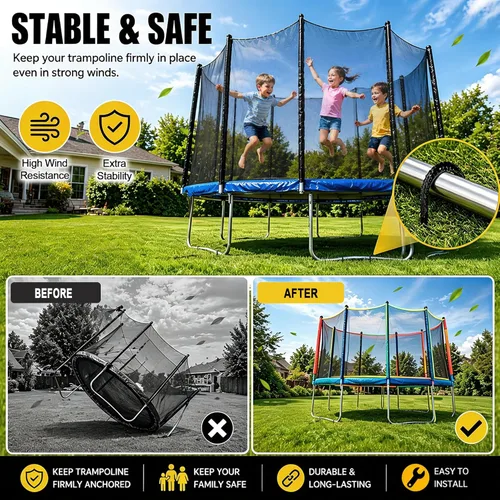 Miniatura 2 de Estacas de anclaje para trampolín RIY de servicio pesado para vientos fuertes, estacas de tienda de campaña de 12 pulgadas, anclaje de piso