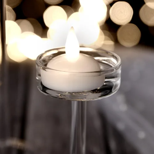 Miniatura 5 de AGPtek - lote de 10 luces ledes flotantes para té, impermeables, para decoración de bodas y fiestas, floral, vela sin llama, blanco/blanco cálido