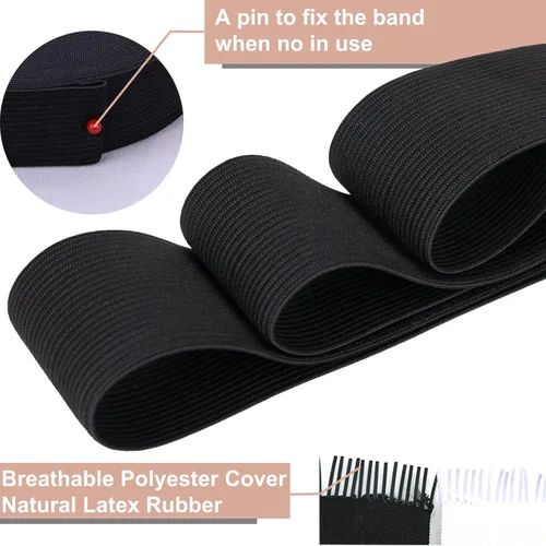 Miniatura 2 de XKDOUS Banda elástica para costura, bandas elásticas de punto negro de 3 pulgadas y 6 yardas para coser cintura y pantalones de cintura, alta
