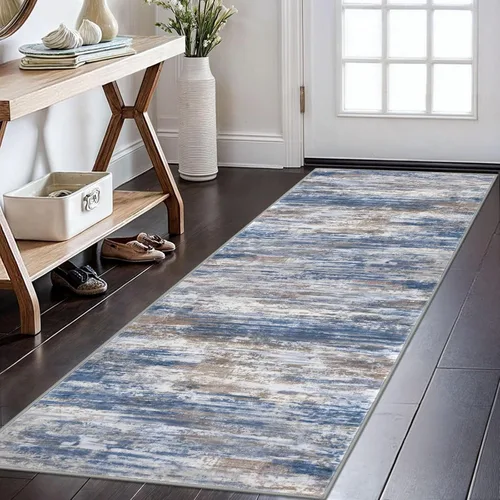 Miniatura 188 de KOZYFLY – Alfombra de pasillo moderna y lavable de diseño abstracto verde, 2 x 5 pies, antideslizante, suave y de pelo corto, ideal para cocina