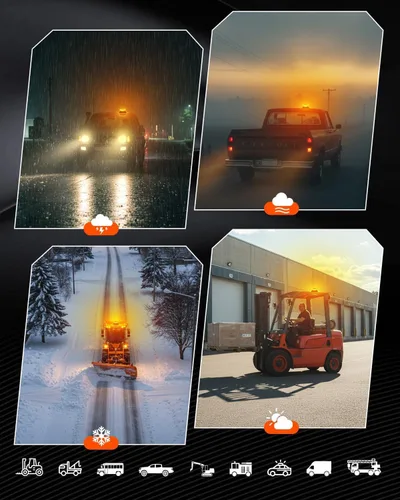 Miniatura 6 de Dinfu Luz estroboscópica magnética para camiones y carritos de golf, luz intermitente de advertencia de seguridad recargable IP68, 9 modos, lámpara