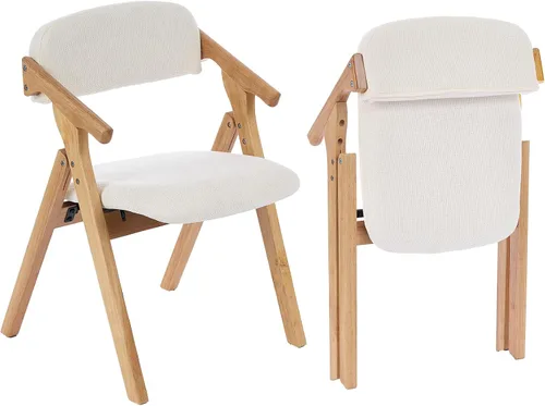 Miniatura 10 de Sillas plegables con asientos acolchados, silla de comedor apilable de madera, sillas de comedor plegables fáciles de almacenar para cocina, sala