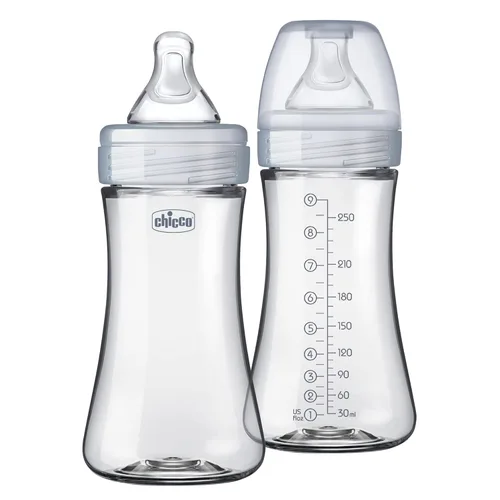 Miniatura 20 de Chicco Duo Set de regalo para bebé recién nacido con biberón híbrido con vidrio Invinci en el interior y plástico en el exterior Seguro para Gris