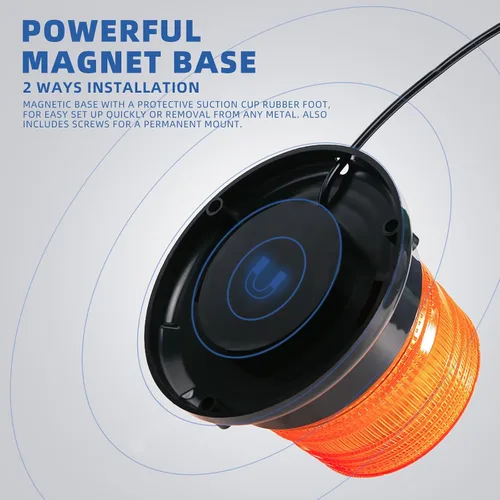Miniatura 4 de Luces de baliza estroboscópicas ámbar con base magnética, barra de luz mini de emergencia de flash de seguridad de 12-24V para camiones, vehículos