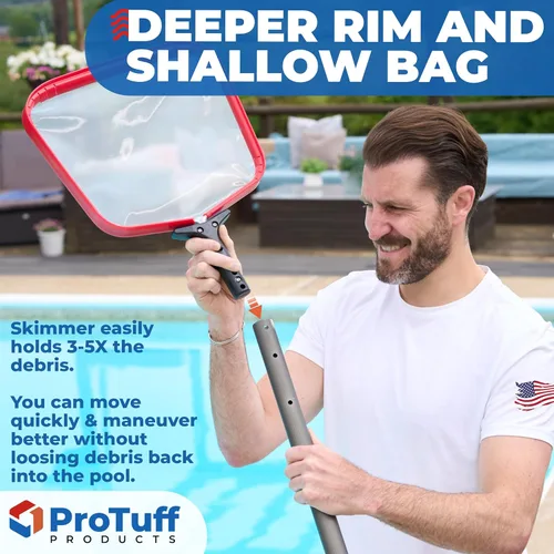 Miniatura 6 de ProTuff Red Recolectora Plana de Piscina – 2 Años de Reemplazo Gratuito Incondicional – Red Plana Resistente, Malla Fina para Hojas, Limo y Polen