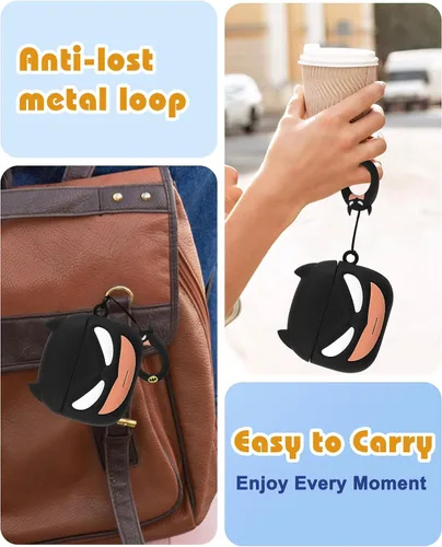 Miniatura 3 de Toyuma Funda para AirPods 4, diseño de dibujos animados kawaii, divertida funda de silicona suave 3D con llavero y kit de limpieza para mujeres