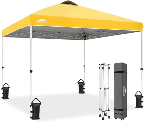 Miniatura 82 de EAGLE PEAK Tienda de campaña desplegable con bolsa de transporte con ruedas, 8 estacas, 4 cuerdas, 4 bolsas de peso, toldo de tienda de campaña