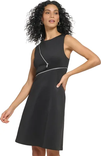 Miniatura 2 de DKNY womens Scuba Fit and Flare Dress With Zipper Detail