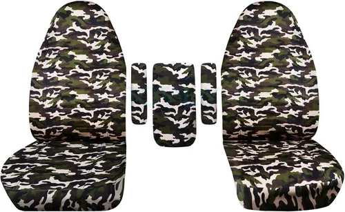 Miniatura 21 de Fundas para asientos y 3 fundas para reposabrazos de camiones Ford (Uno por asiento + Central) (16 impresiones, diseño de camuflaje), verde