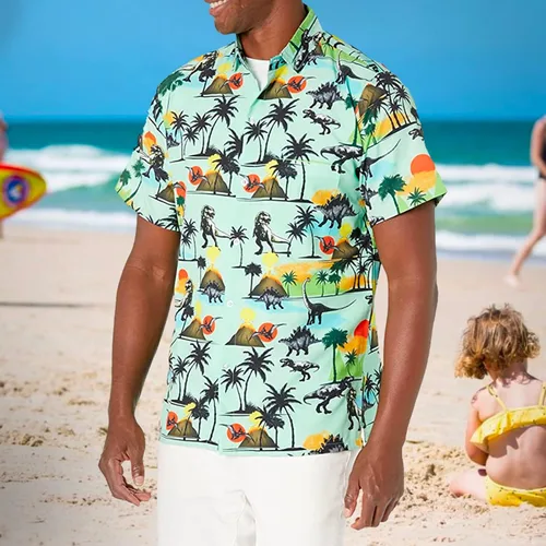 Miniatura 2 de Funny Guy Mugs Mens Hawaiian Print Button Down Short Sleeve Shirt