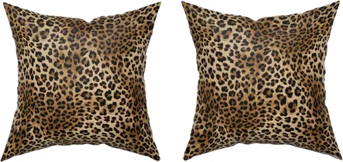 Miniatura 6 de Funda de almohada marrón con estampado de leopardo - 2 piezas Funda de almohada de guepardo de 16x16 pulgadas Fundas de almohada de algodón