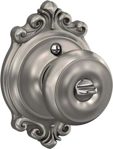 Miniatura 3 de SCHLAGE F51A GEO 619 BRK - Pomo georgiano con moldura Brookshire y cerradura de entrada con llave - Níquel satinado
