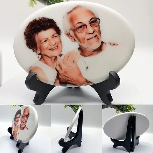 Miniatura 8 de AD FONTES Foto de retrato de cerámica conmemorativa, porcelana personalizada impermeable para decoraciones de tumbas, placa ovalada, lápida