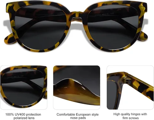 Miniatura 4 de SOJOS Gafas de sol redondas polarizadas para mujer, estilo moderno, protección UV, lentes de sol SJ2175, Varios