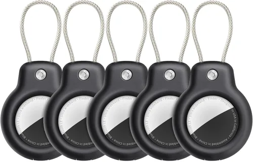 Miniatura 20 de SPGUARD Funda para AirTag con llavero, paquete de 4 unidades para Apple Air Tag con bloqueo de cable de alambre, llavero, accesorios
