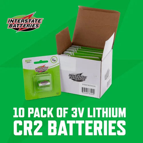 Miniatura 2 de Interstate Batteries Batería de litio CR2 de 3 V (paquete de 10) 3 voltios 800 mAH litio CR2 (PHO0210A) cámaras, videocámaras, cargadores, linternas