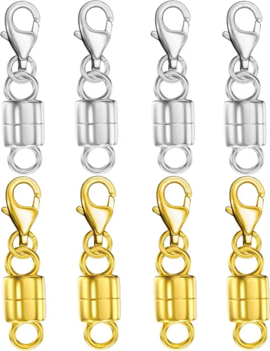 Miniatura 13 de Dailyacc Collar magnético de langosta Cierres y cierres de seguridad de oro de 14 quilates y plata convertidores de joyería para pulseras y extensor